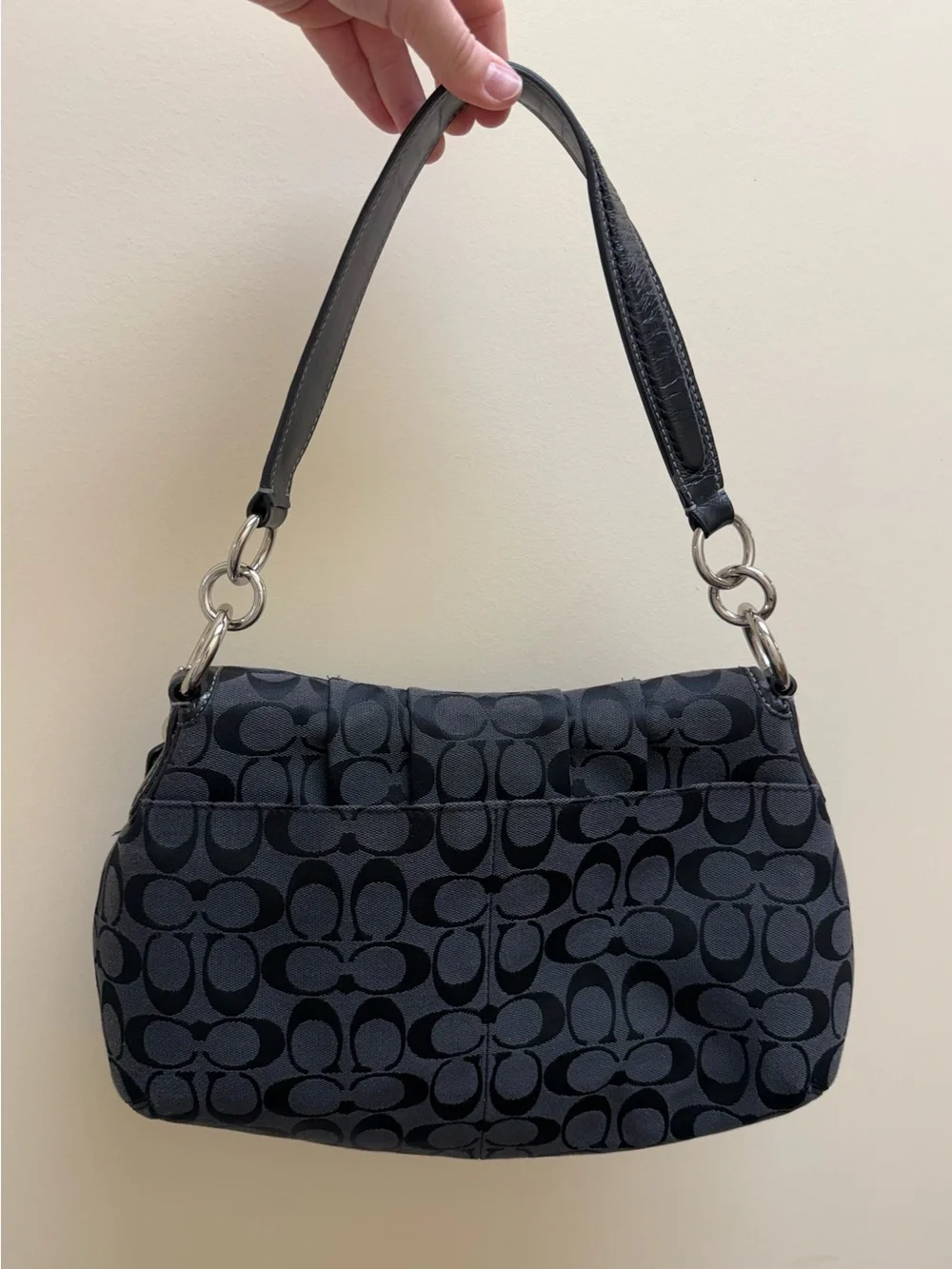 Coach Y2K Black Signature C Jacquard Soho Buckle Shoulder Bag Purse F17093 EUC